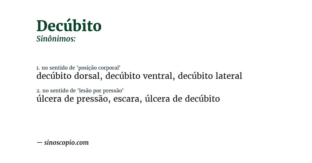 Sinônimo de decúbito