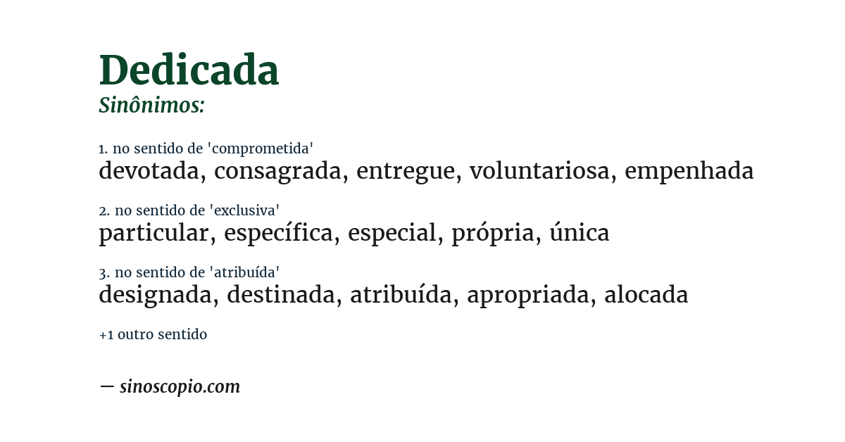 Sinônimo de dedicada