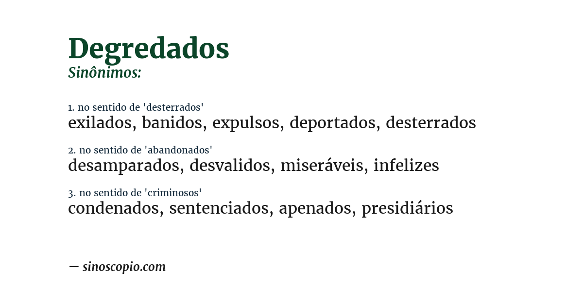 Sinônimo de degredados
