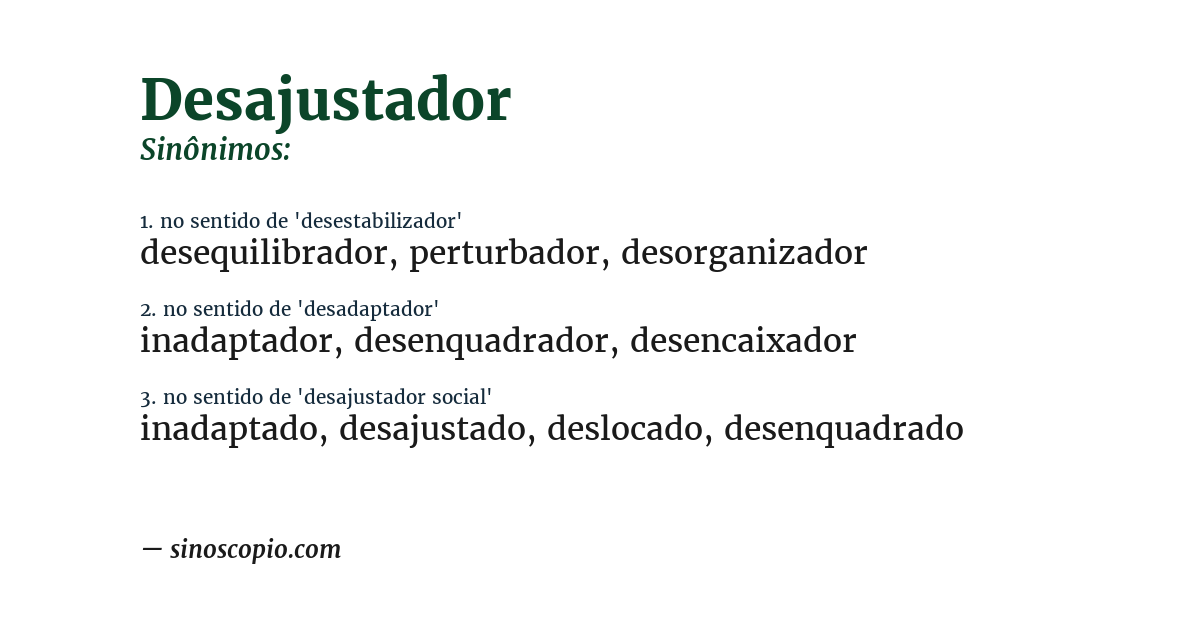 Sinônimo de desajustador