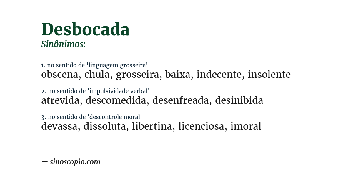 Sinônimo de desbocada