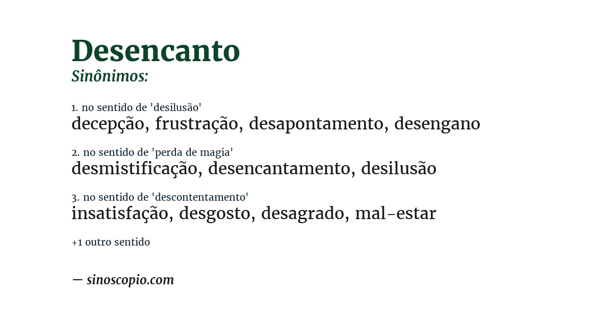 Sinônimo de desencanto