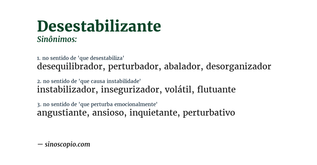 Sinônimo de desestabilizante