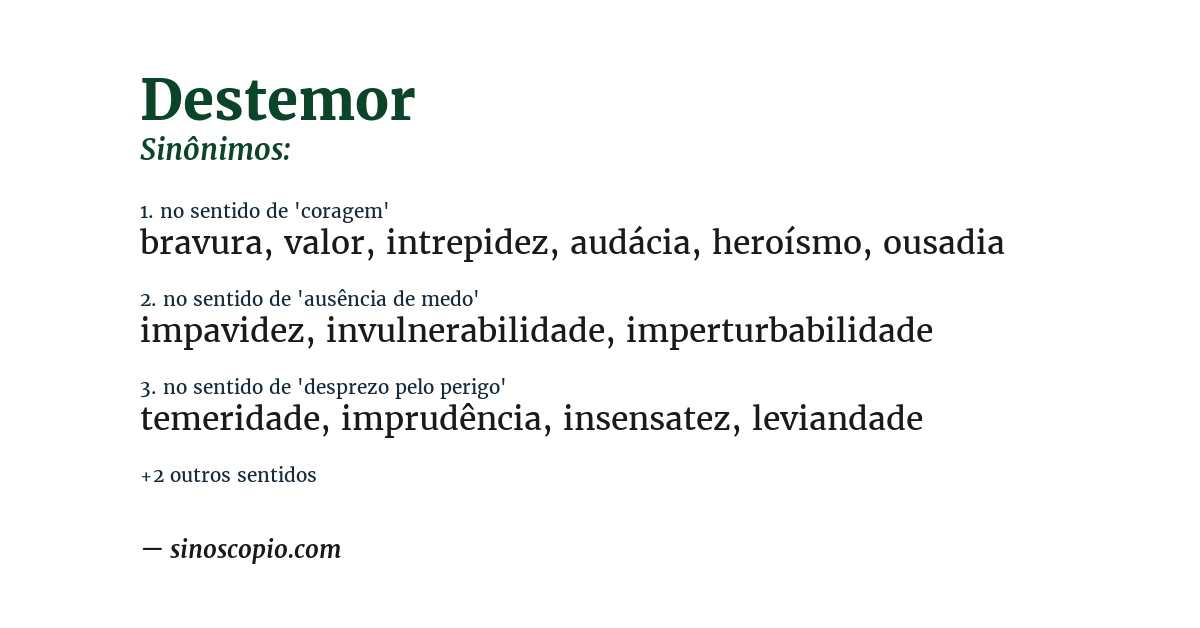 Sinônimo de destemor