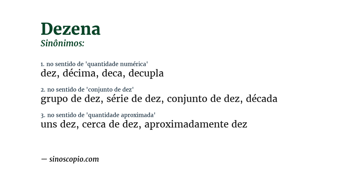 Sinônimo de dezena