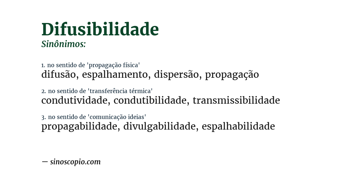Sinônimo de difusibilidade