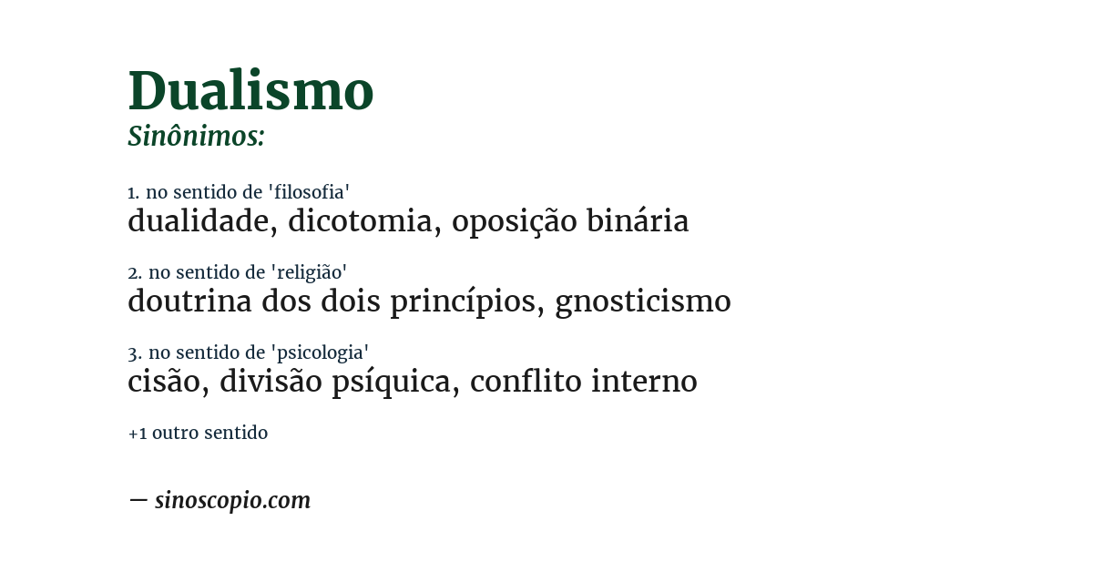 Sinônimo de dualismo
