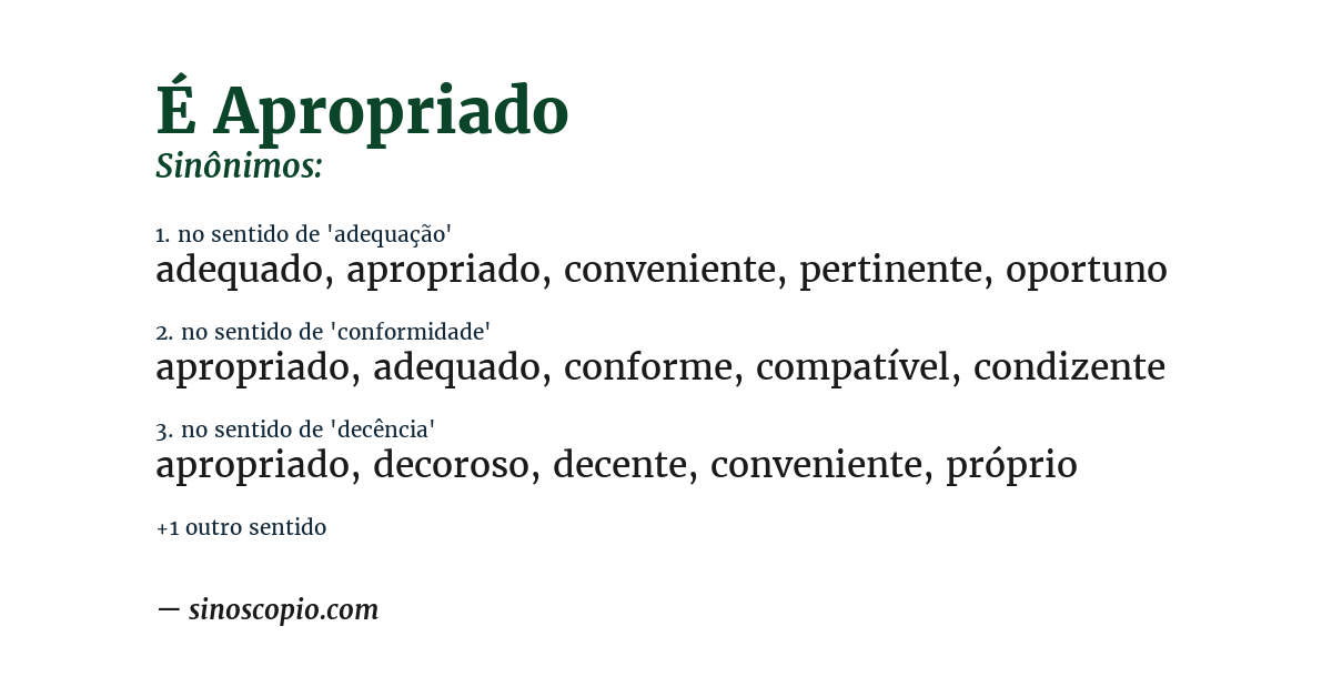 Sinônimo de é apropriado