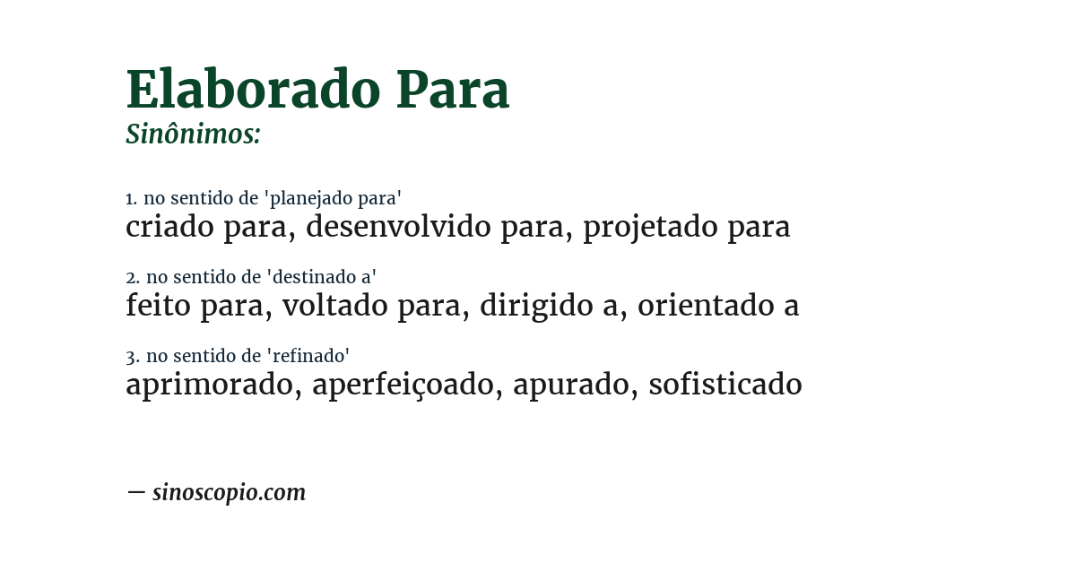Sinônimo de elaborado para