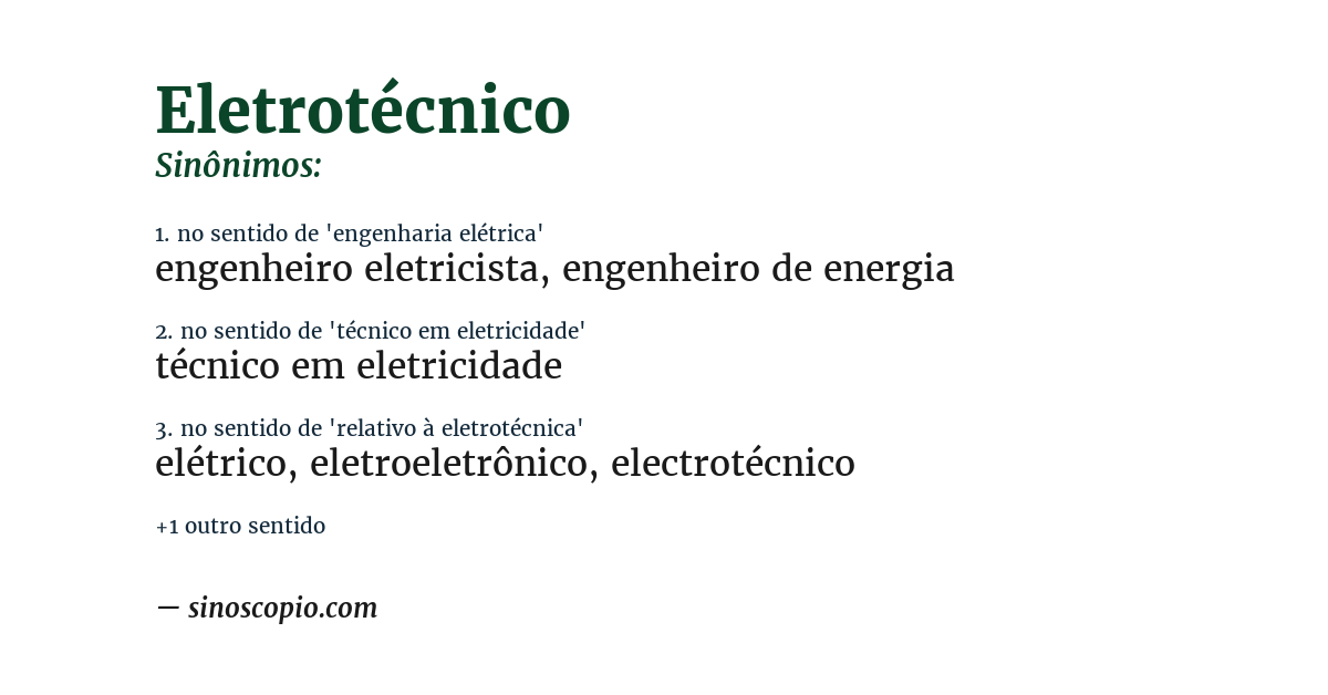 Sinônimo de eletrotécnico
