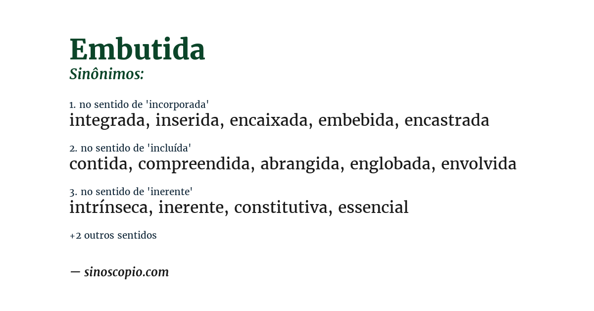 Sinônimo de embutida