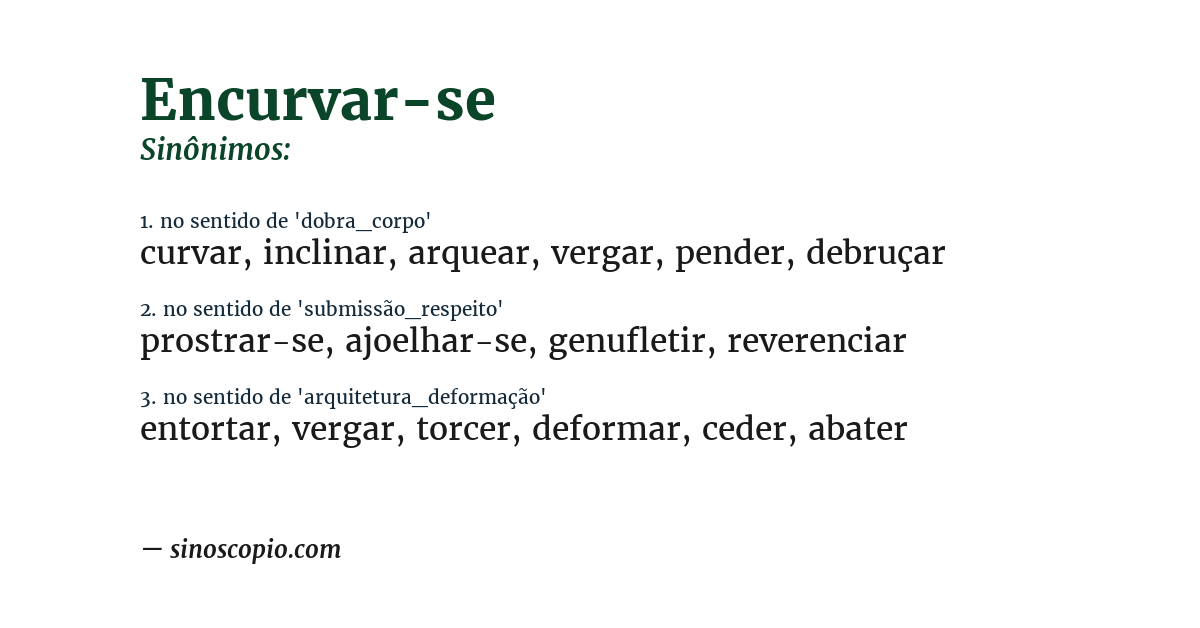 Sinônimo de encurvar-se
