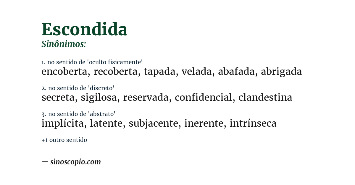 Sinônimo de escondida