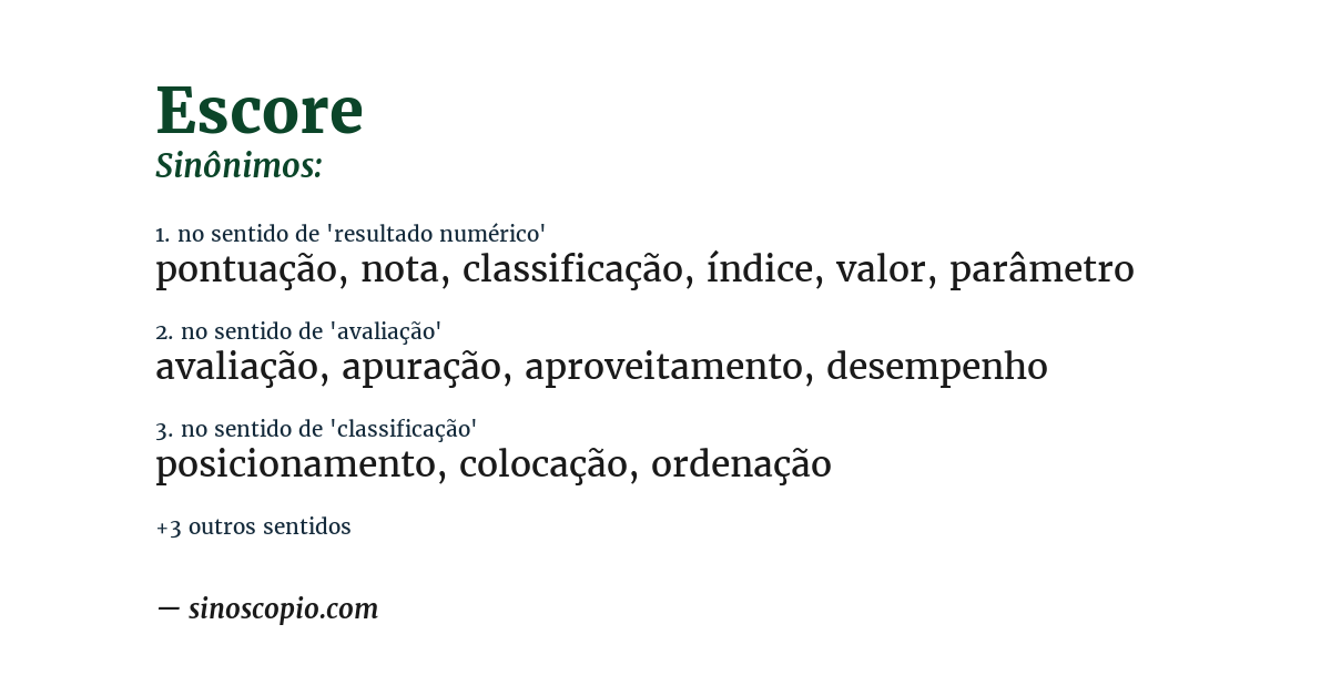 Sinônimo de escore