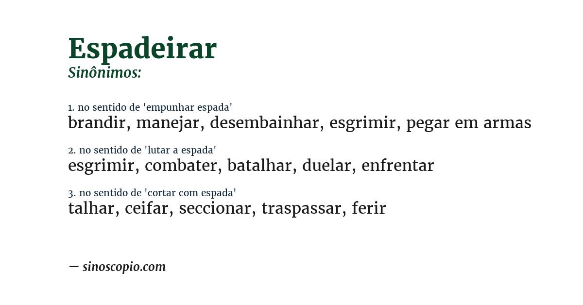 Sinônimo de espadeirar