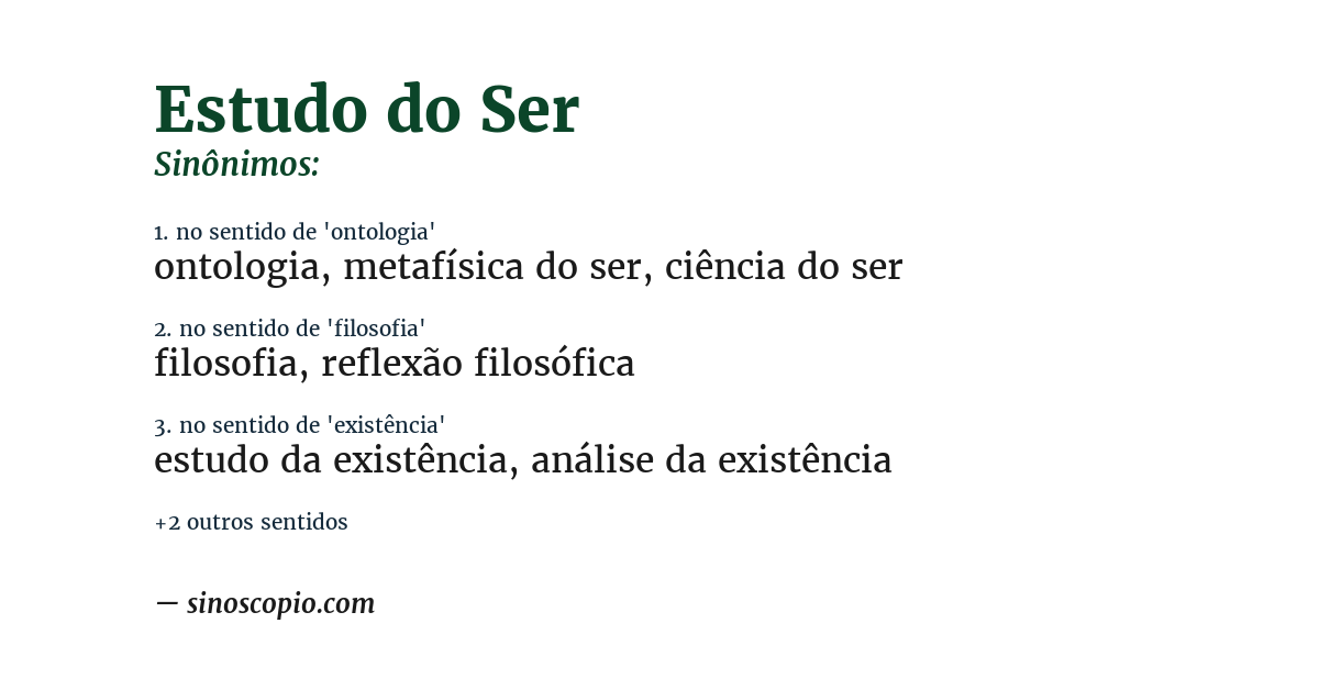 Sinônimo de estudo do ser