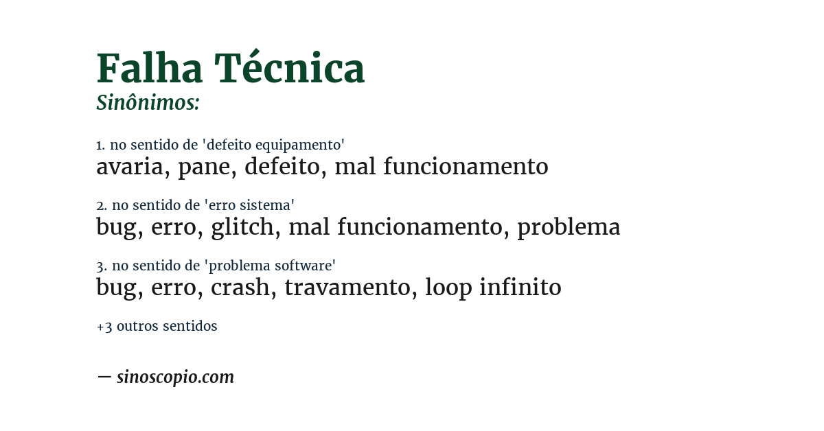Sinônimo de falha técnica