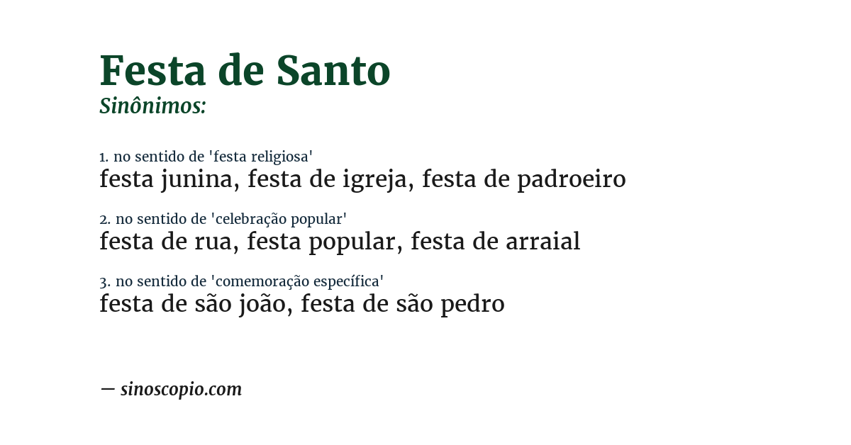 Sinônimo de festa de santo
