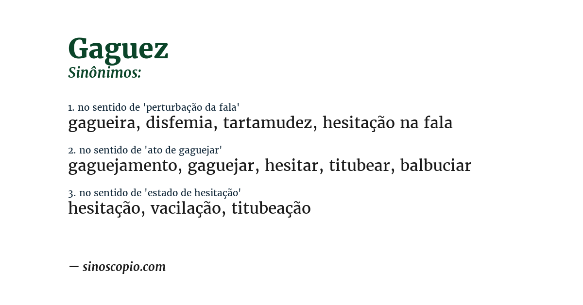 Sinônimo de gaguez