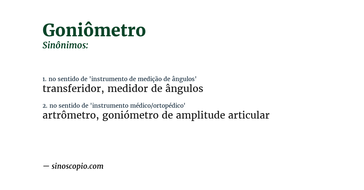 Sinônimo de goniômetro