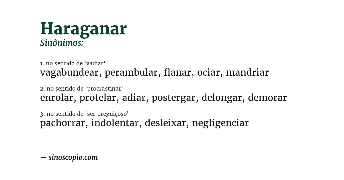 Sinônimo de haraganar