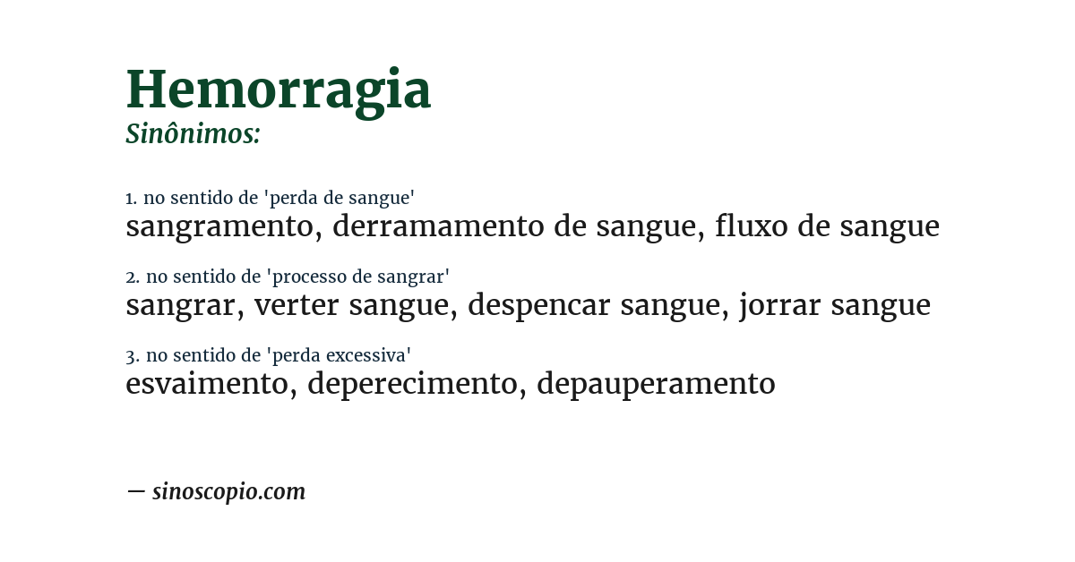 Sinônimo de hemorragia