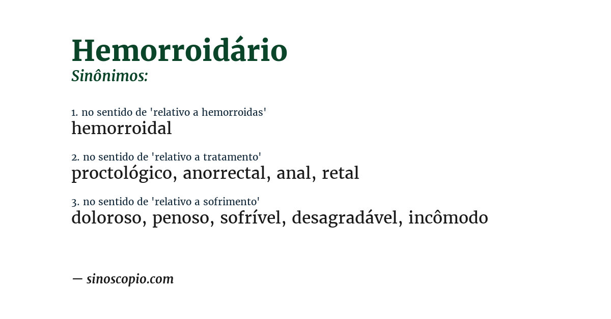 Sinônimo de hemorroidário