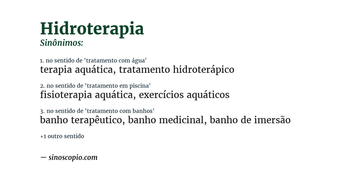 Sinônimo de hidroterapia