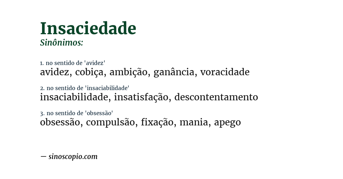 Sinônimo de insaciedade
