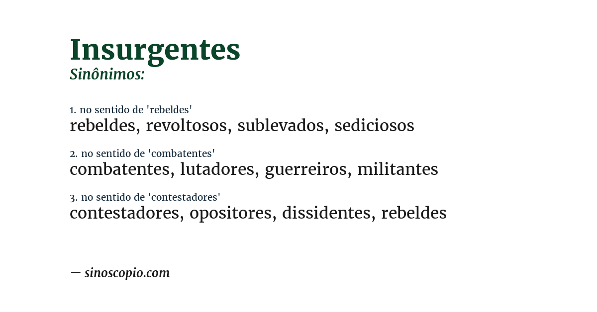 Sinônimo de insurgentes