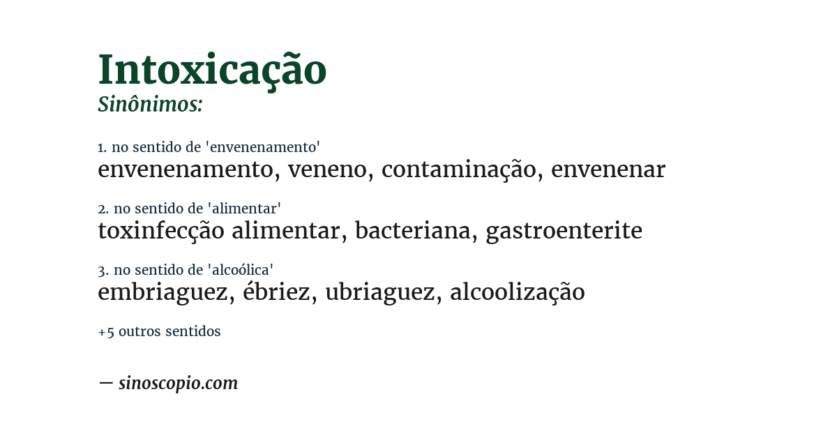 Sinônimo de intoxicação
