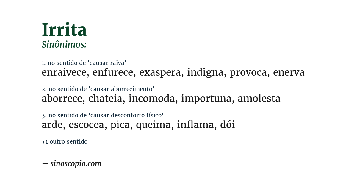Sinônimo de irrita