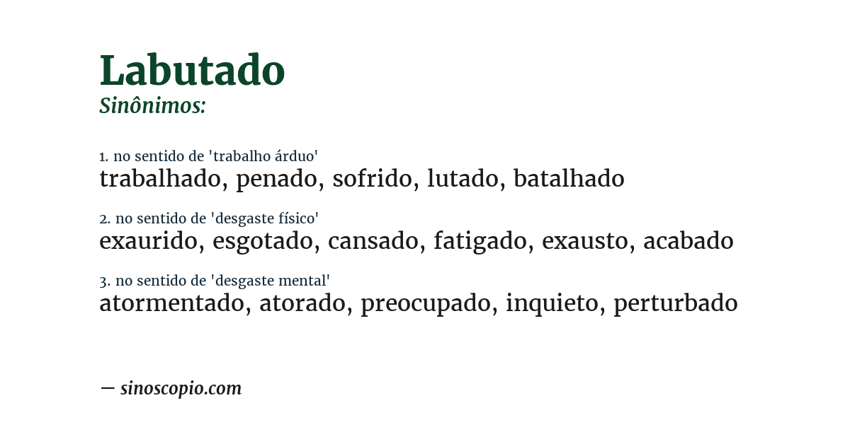Sinônimo de labutado