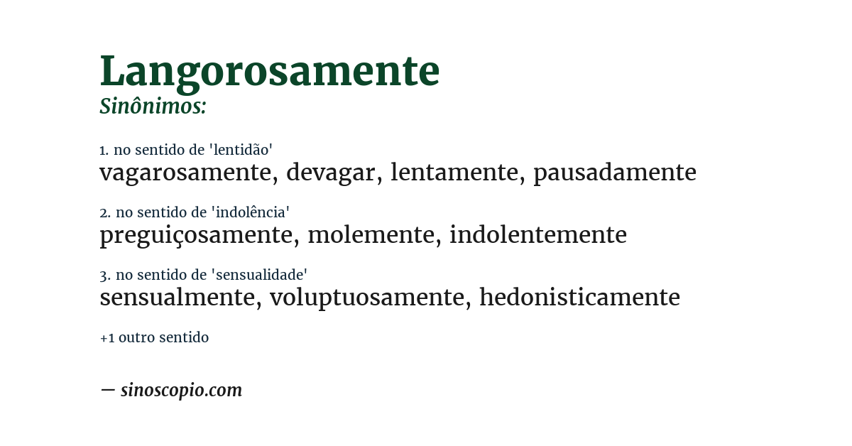 Sinônimo de langorosamente