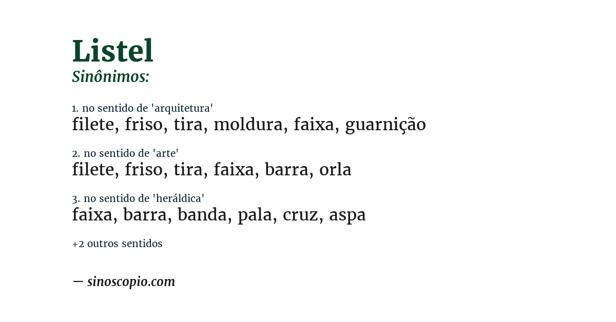 Sinônimo de listel