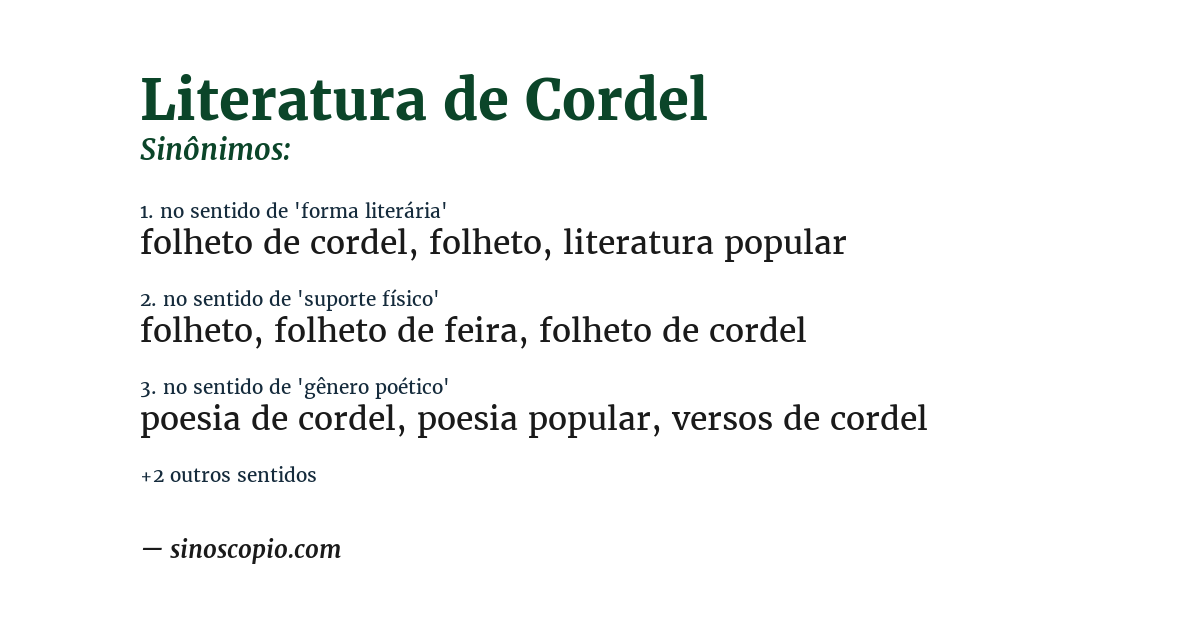 Sinônimo de literatura de cordel