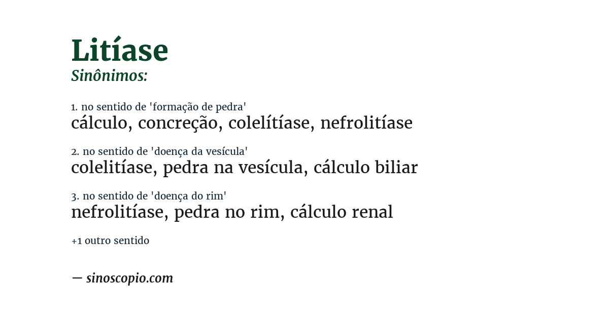 Sinônimo de litíase