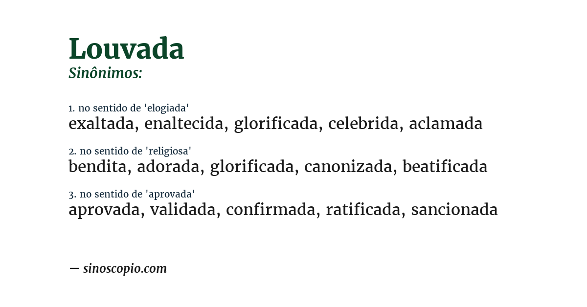 Sinônimo de louvada