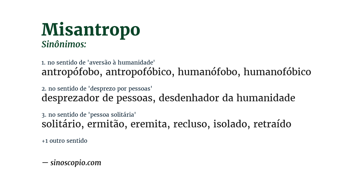Sinônimo de misantropo