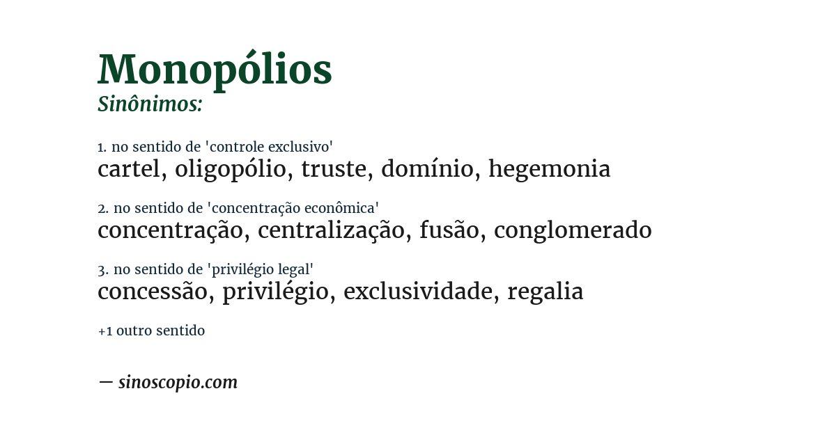 Sinônimo de monopólios