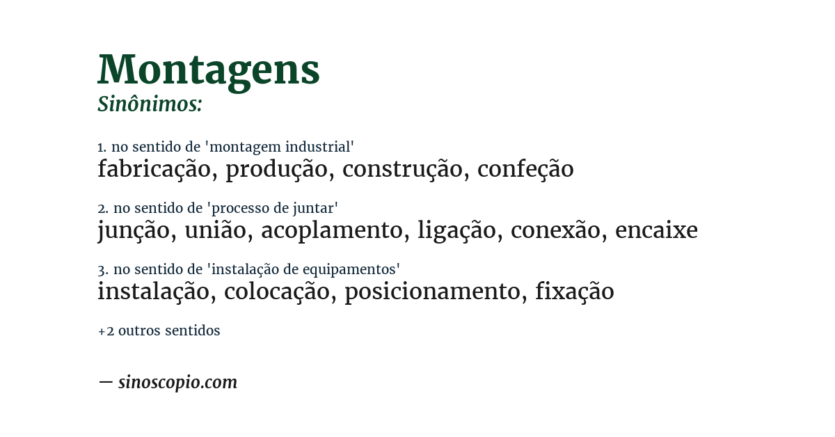 Sinônimo de montagens