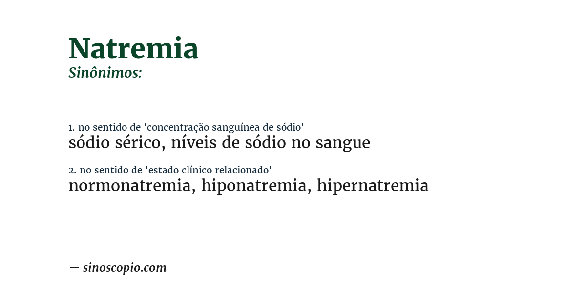 Sinônimo de natremia