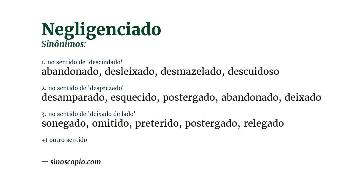 Sinônimo de negligenciado