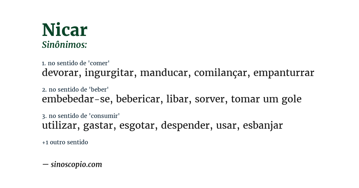 Sinônimo de nicar