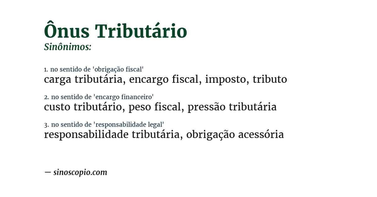 Sinônimo de ônus tributário