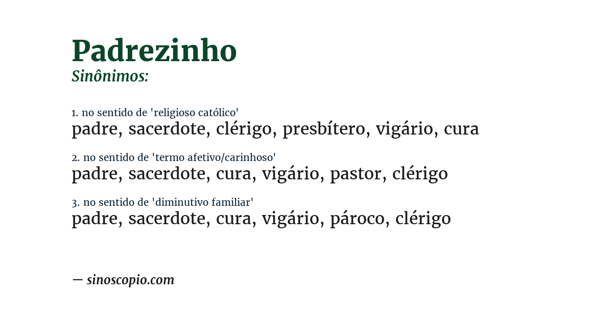 Sinônimo de padrezinho