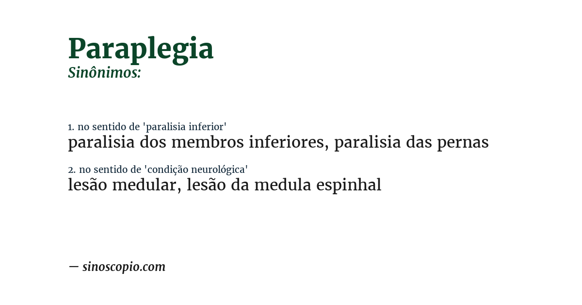 Sinônimo de paraplegia