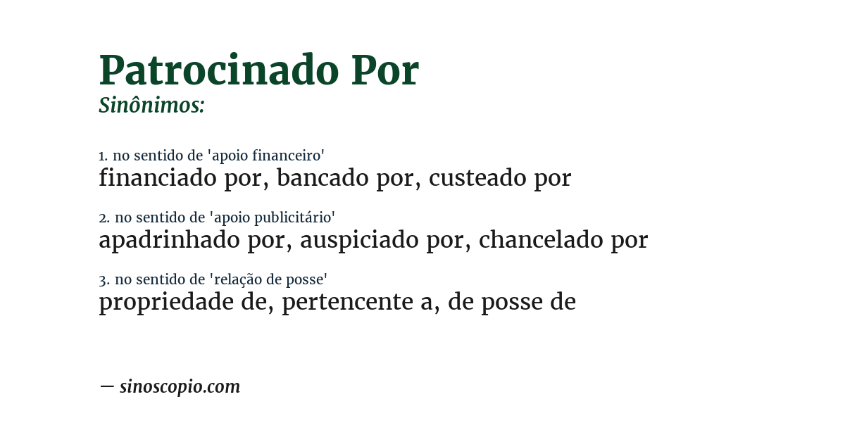 Sinônimo de patrocinado por
