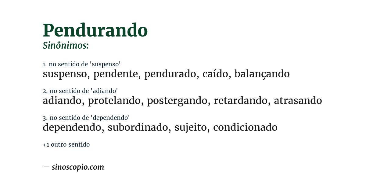 Sinônimo de pendurando
