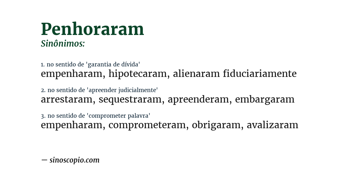 Sinônimo de penhoraram